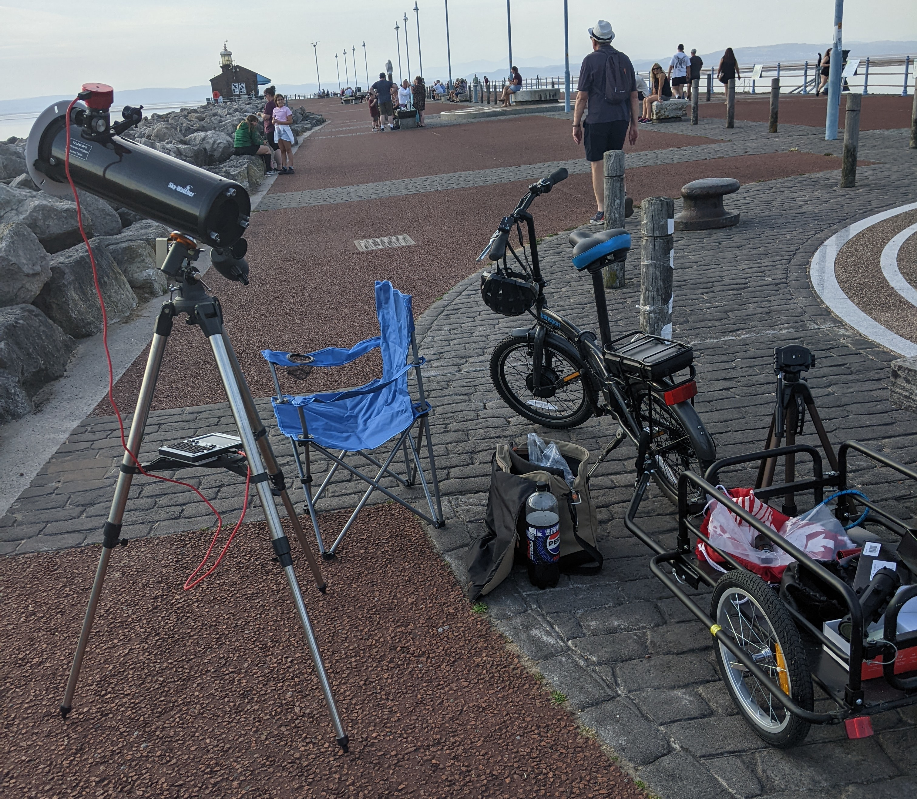 A photo of my telescope setup on Stone Jetty in Morecambe